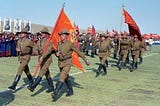 Soviet Union troops marching in their return from Afghanistan