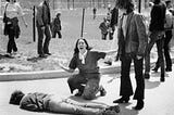 By John Paul Filo, who was a journalism student at Kent State University at the time — © 1970 Valley News-Dispatch, Fair use, https://en.wikipedia.org/w/index.php?curid=193415 “Four dead in O-hi-o”