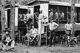 Rented Legally Enslaved Convicts in Portable Prisons Working for Major For-Profit Railroad Company on taxpayer contract — How White America rented American Slaves