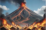 An erupting volcano is pouring lava over the village below it. Along the bottom is the message: “Incompetence on YOUR part does NOT constitute an obligation on MY part.