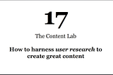 The Content Lab #17: How to harness user research to create great content