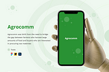 Mockups showing the onboarding screen of the Agrocomm and what Agrocomm is about
