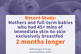 Mothers who had early skin-to-skin for at least 45 mins exclusively breastfed for 2 months longer. So why aren’t we doing it?