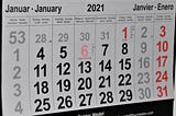 a calendar for 2021 showing the page for January