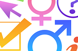 A header image with rainbow colored icons about surveys and gender.