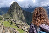 Photo of the author from behind, looking out over Machu Picchu.