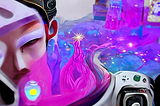 Abstract image of an Chinese person in the Metaverse