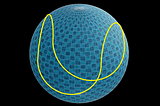AMC 10B Question 20: 4 congruent semi-circles on a sphere