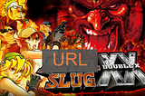Lame parody of Metal Slug Double X poster with the word URL replacing the word Metal