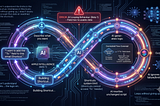 A glowing, vibrant neon infinite loop graphic to symbolize an AI system stuck in a programming cycle.