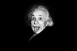 Albert Einstein sticking his tongue at the photographer