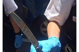Hackney Police, proudly displaying a butter knife removed from the streets as an offensive weapon