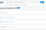 AlgoExplorer API Fully Supports Algod and Algorand Indexer endpoints