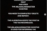 Anonymous screenshot off Instagram urging people to delete their posts.