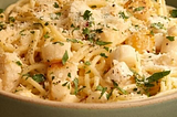 Creamy Bay Scallop Spaghetti — Scallops