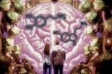 Image of a couple looking at a brain with chemical structures
