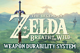 The logo of Breath of the Wild with the added mention to discuss the weapon durability system, in the font style of the original logo.