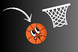A chalkboard representation of a missed shot — featuring a cartoonish face on a basketball.