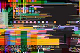 Digital noise and screen break-up pattern as a metaphor for a computer crash