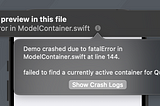 解決 SwiftData 問題 failed to find a currently active container 的五種解法