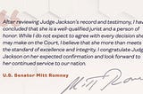 On Senator Romney’s Support for Judge Jackson