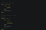 Loops in Julia Programming Language