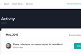 First Rent Payout for Tokenholders of “HelloWorld”