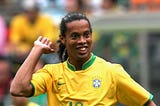 Ronaldinho in the Brazil shirt