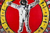 Picture of a mural featuring an astronaut surrounded by a circle.