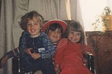 Newport, Oregon. My kids in 1986 — Jeremy age 2, Stevie age 5, Melissa age 3. I took this photo way back in 1986.