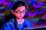 Impressionist painting of a girl child who codes