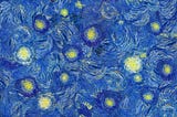 background blue sky with yellow ‘stars’ in Van Gogh ‘Starry Starry Night’ style