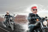 Aging baby boomers ride their motorbikes