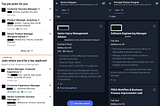 Screenshots of job search results showing irrelevant job ads