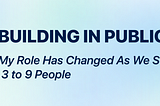 Building in Public 9: How My Role Has Changed As We Scaled From 3 to 9 People