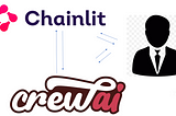 an image depicting human as tool in crewai with chainlit UI