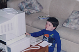 Mike Tarpey as a young boy in the mid-90s (sometime around kindergarten), using a PC for the first time.