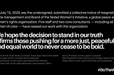 Statement on our Collective Resignation from the Nobel Women’s Initiative