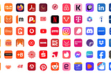 Overview of app icons of various colours