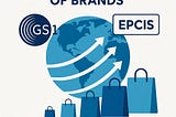 The image shows a Karpine branded visualization of a traceable and scalable global supply chain network facilitated by GS1 and EPCIS standards.