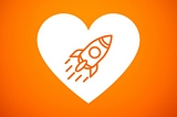Deep heart with a rocket — it means we are happy!