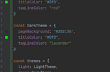 Create light dark theme html css js in react
