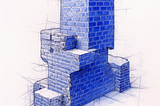 AI generated image of an unusual structure made of bricks.