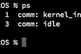 the ps command in the interactive kernel shell