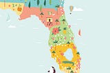Map of Florida with pins in each location the Learn to Skate team visited