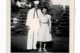 Dad with his mom, circa 1950, sharing a family sense of humor.