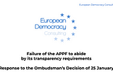 European Democracy Consulting responds to the Ombudsman's decision regarding European political parties