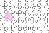solid white puzzle with one missing piece in pink