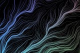 Abstract flows in gradient colour on black background