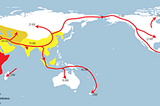 Image of map of hominid migration routes